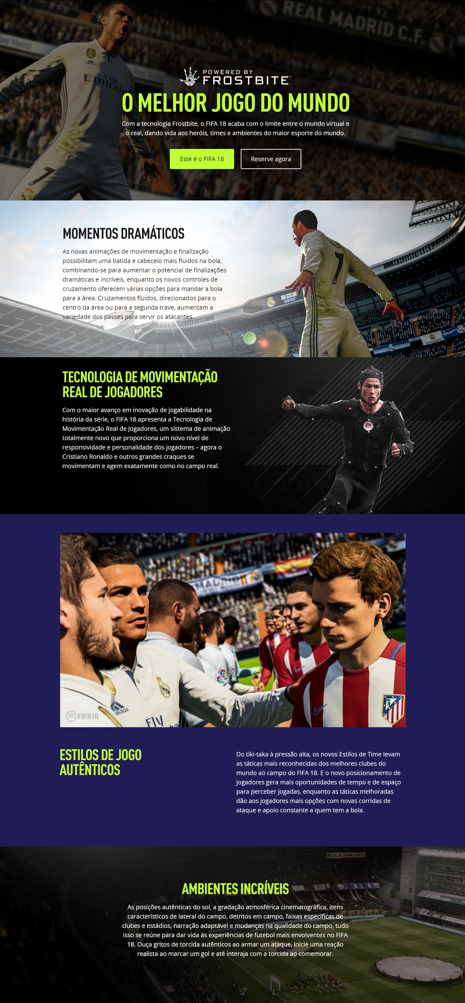 Recursos do Game FIFA 18